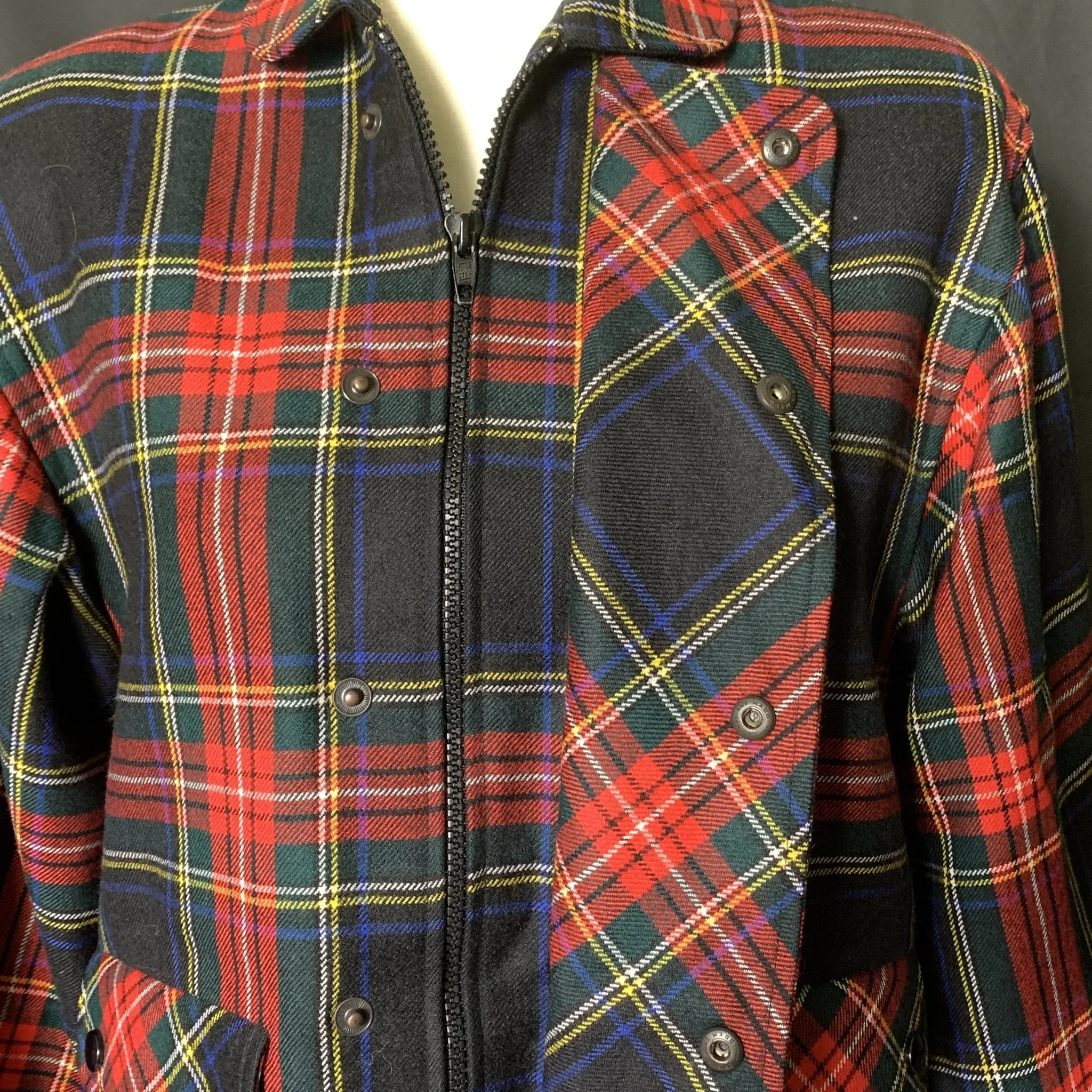 1960s Red Plaid Wool Bomber Jacket by Gloria Gelb. Fall Fashion Trend Vintage Style. Sustainable Clothing.