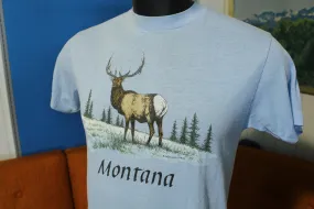 1986 Montana Elk Vintage 50/50 T-Shirt Graphic Tee Soft Thin