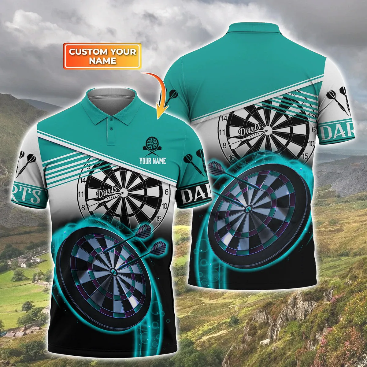 3D All Over Print Dart Multi Color Polo Shirt, Unisex Shirt for Man Women, Uniform Dart Team