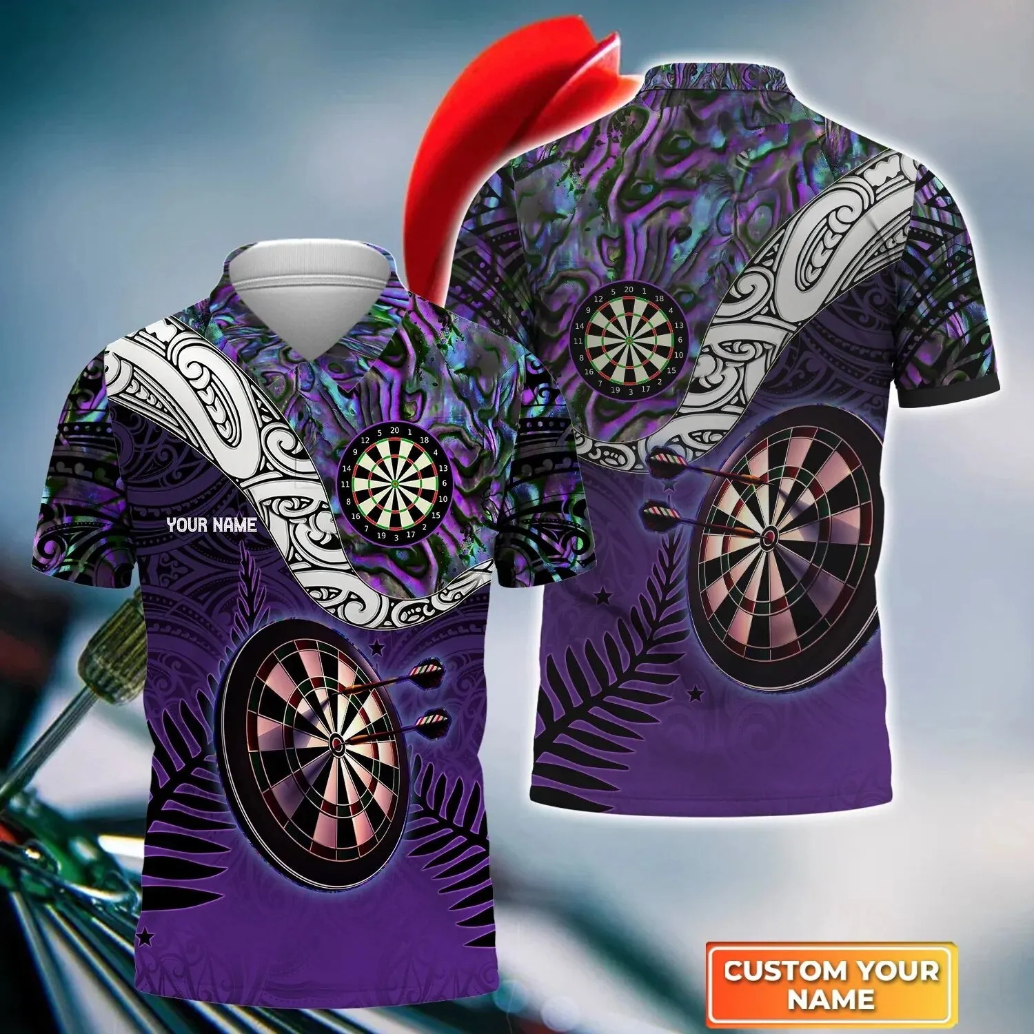 3D All Over Print Multi Color Pattern Dart Unisex Polo Shirt, Idea Uniform Gift for Dart Team