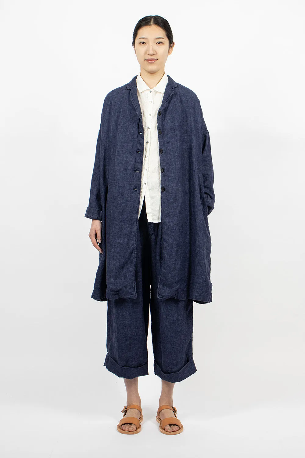 45_33 Linen Easy Coat Navy