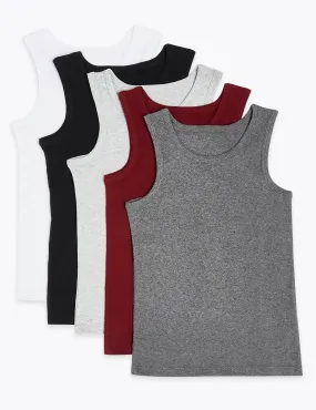 5 Pack Cotton Vests