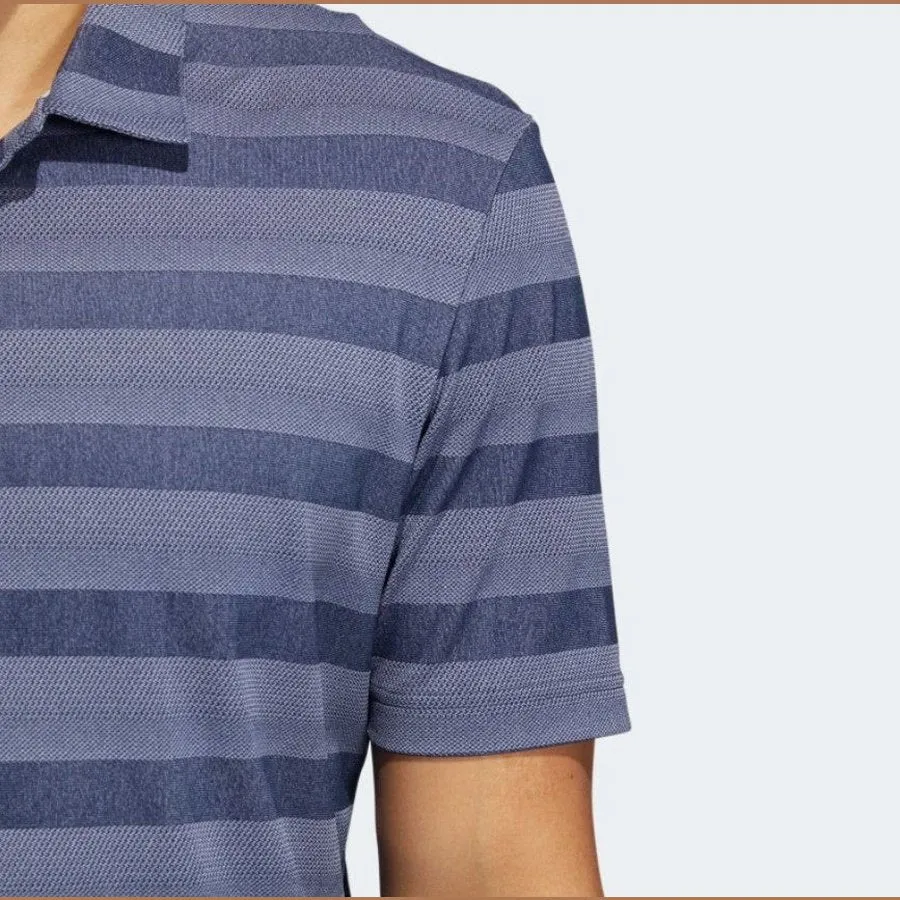 Adidas Two-Color Striped Polo Shirt - Navy