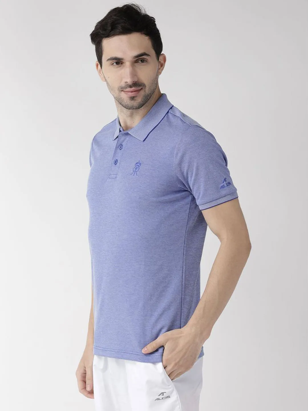 Alcis Men Blue Rajasthan Royals Solid Polo Collar Sports T-shirt