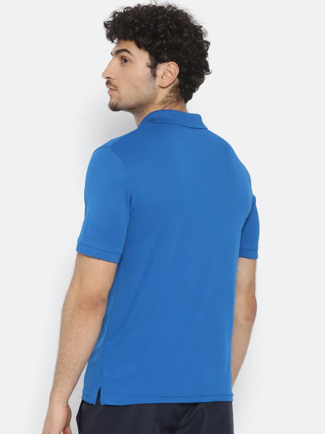 Alcis Men Blue Solid Polo Collar T-shirt