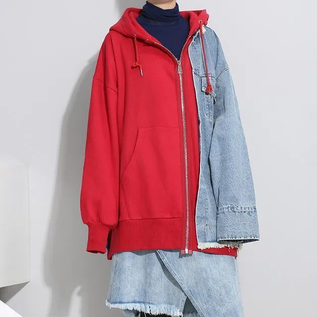 Alianna Split Denim Hoodie