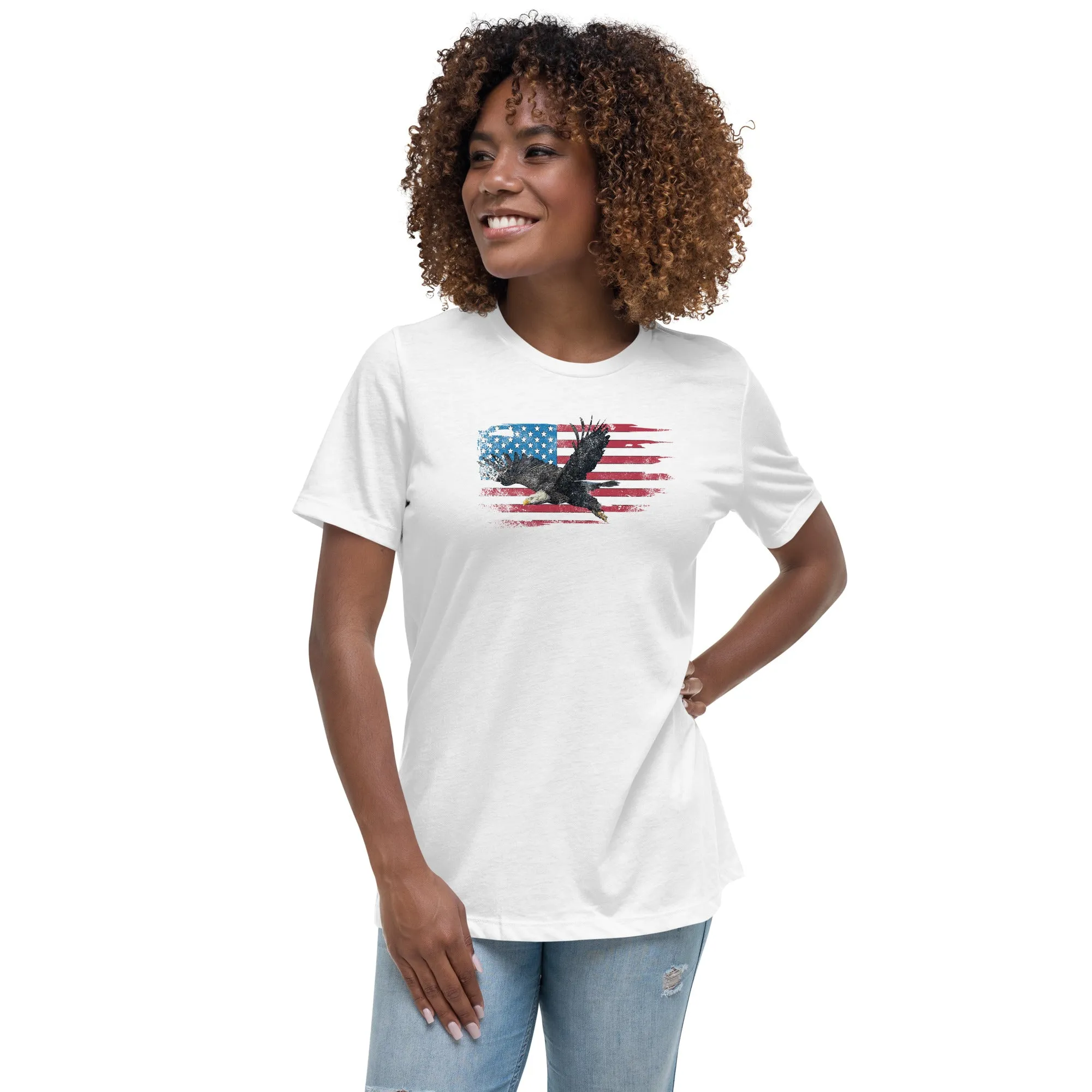 American Flag Bald Eagle Women's Relaxed T-Shirt