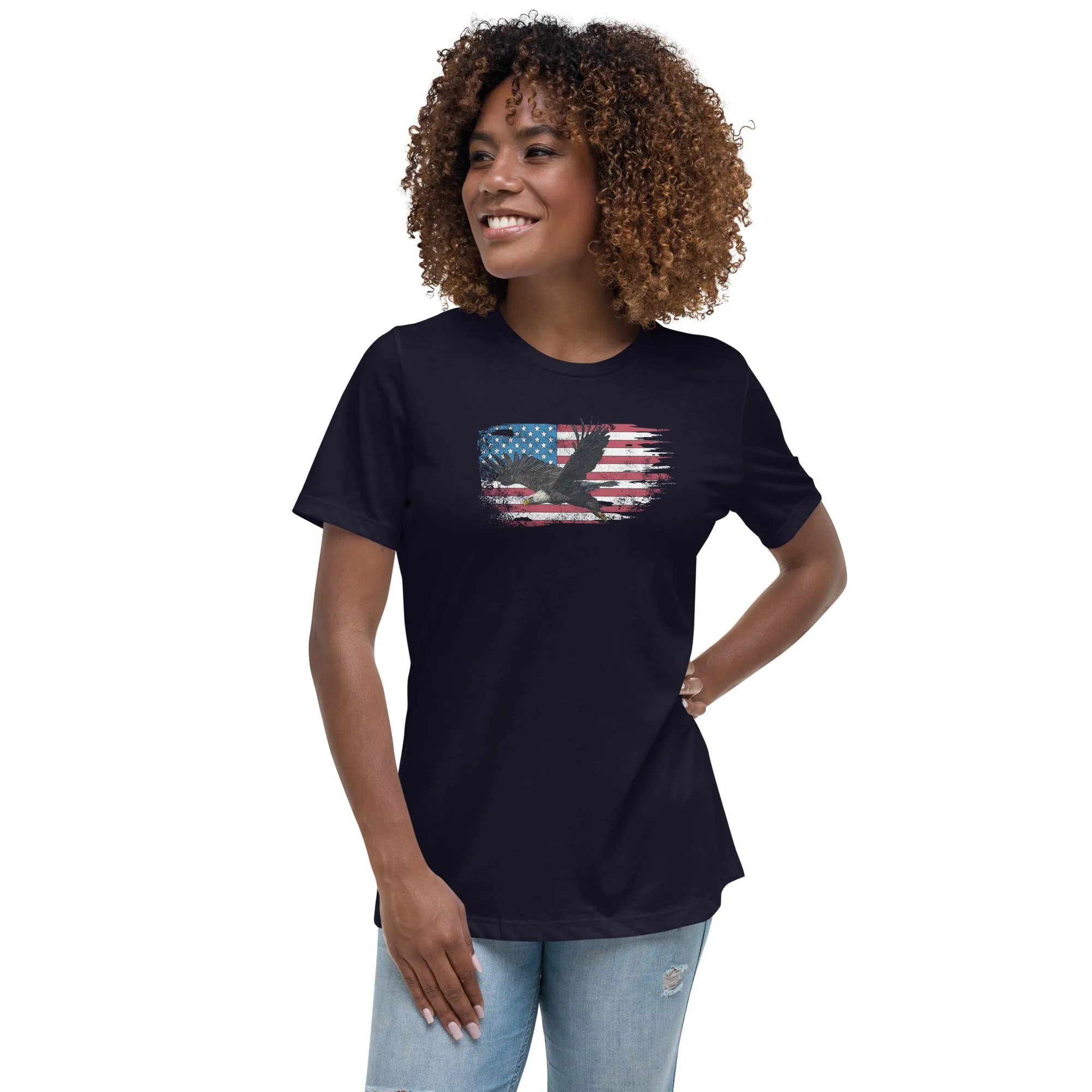 American Flag Bald Eagle Women's Relaxed T-Shirt