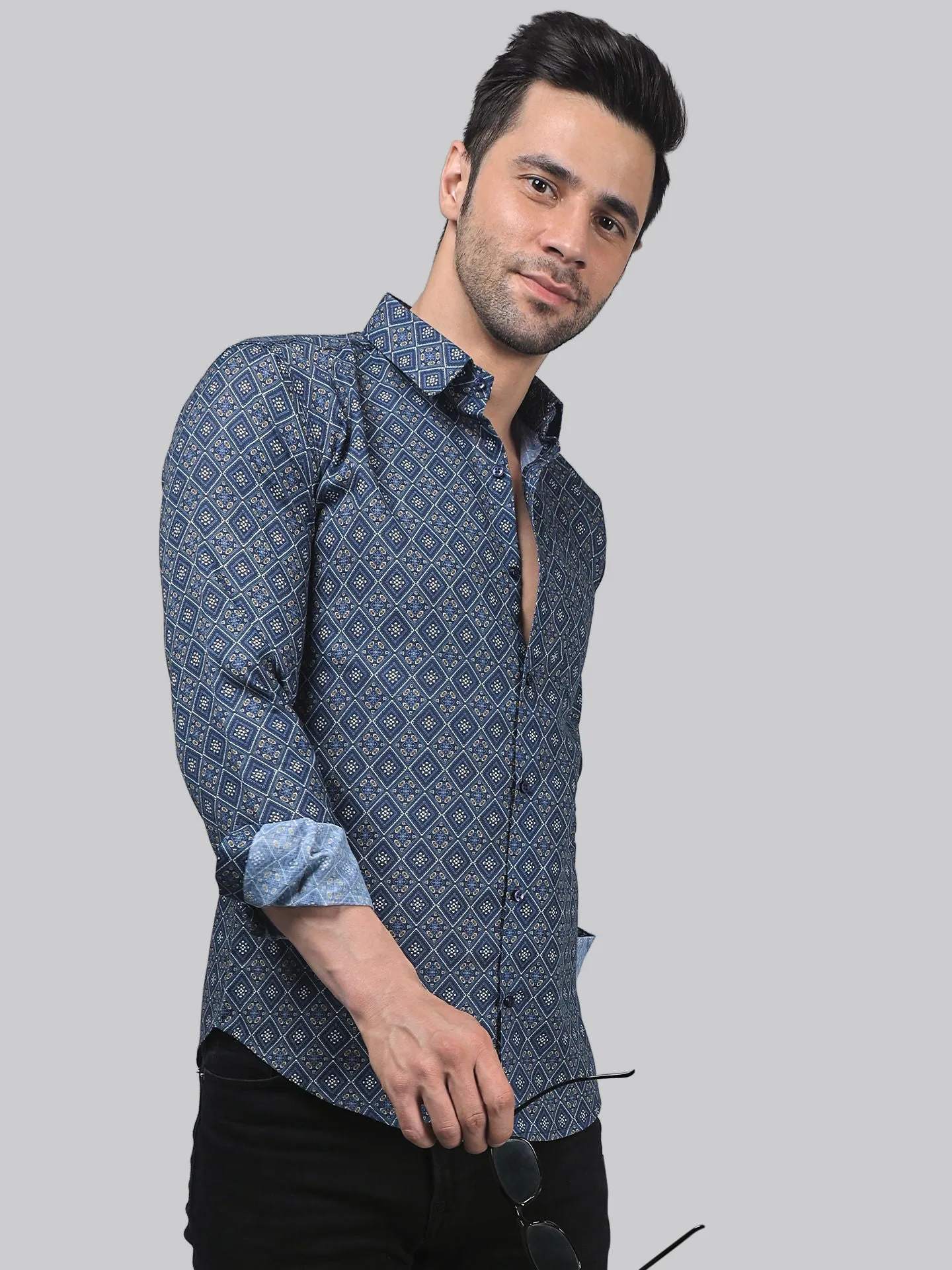 Arctic Printed Full Sleeve Cotton Button-Up Shirt For Men