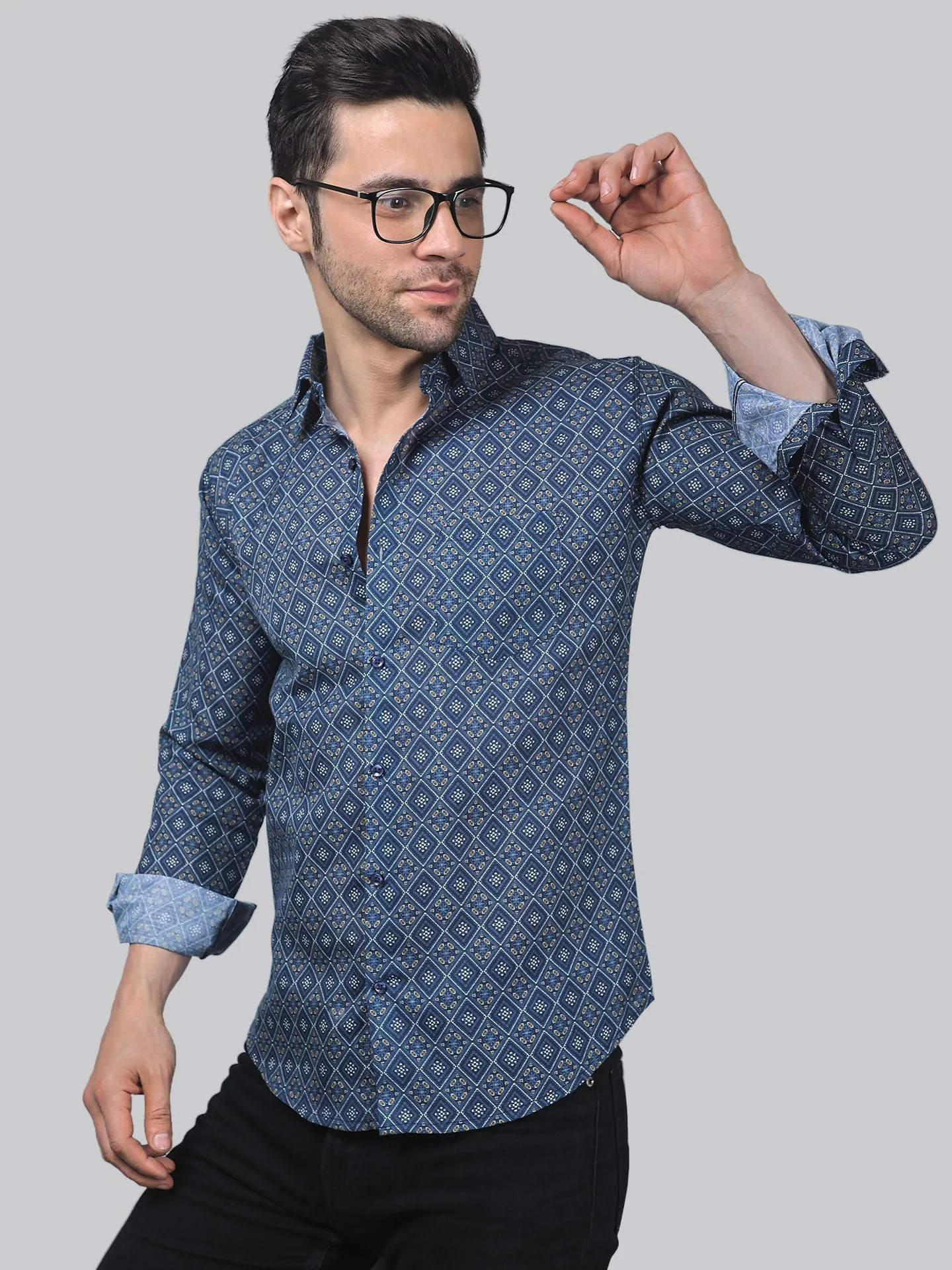 Arctic Printed Full Sleeve Cotton Button-Up Shirt For Men