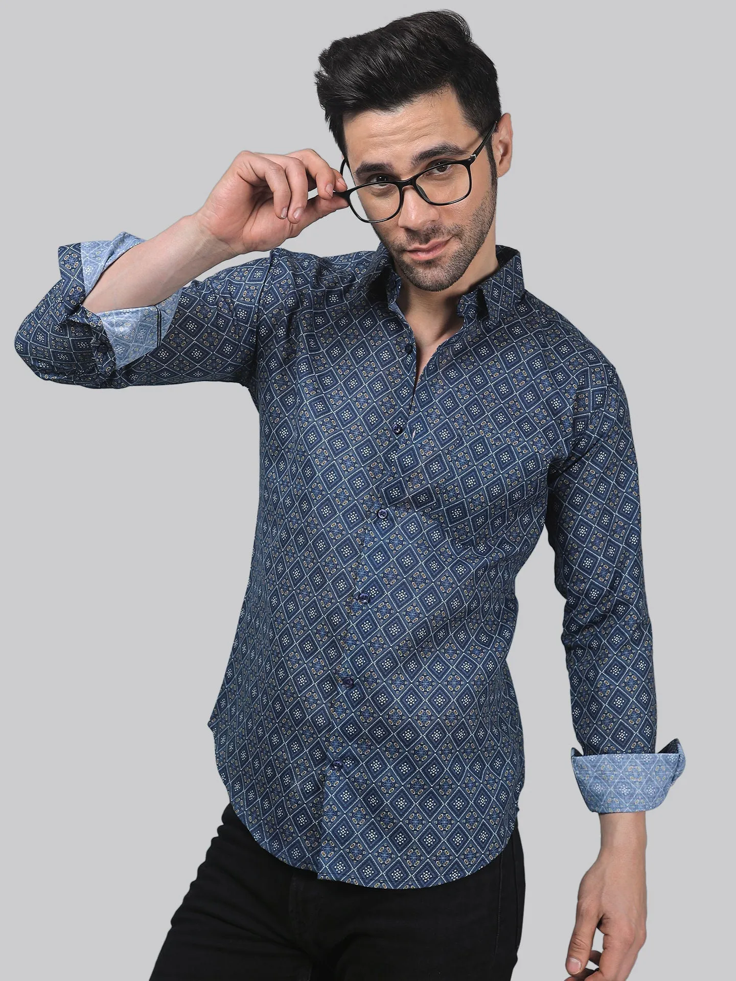 Arctic Printed Full Sleeve Cotton Button-Up Shirt For Men