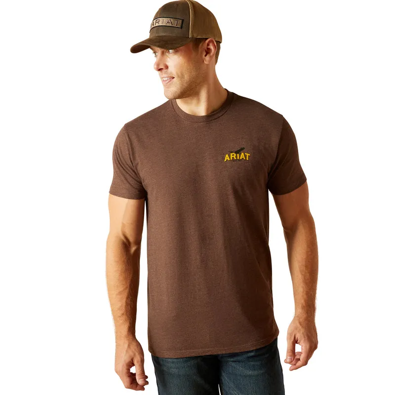 'Ariat' Men's Ariat 'Bison Sketch Shield' T-Shirt - Brown Heather