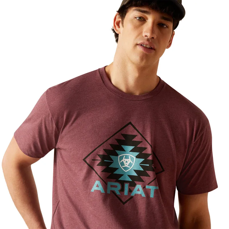 'Ariat' Men's Simple Geo Diamond T-Shirt - Burgundy Heather