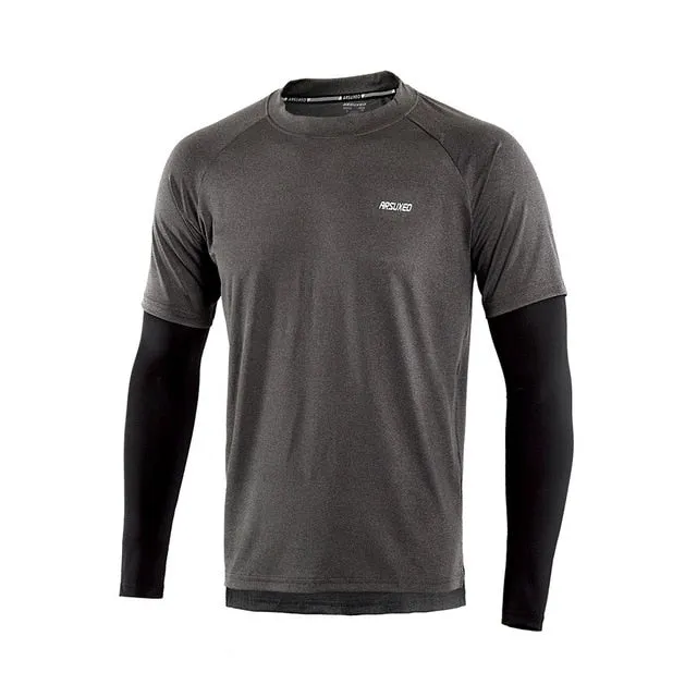 ARSUXEO Men's Sport Quick Dry Fit Running Shirt Long Sleeve Elastic Fitness Gym Shirt Compression Running jersey Clothing 18T8