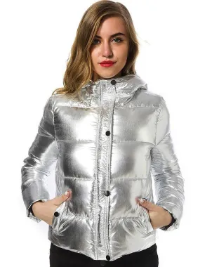 Ashoreshop Ladies Long sleeve Silver Thick Parka Winter Jacket