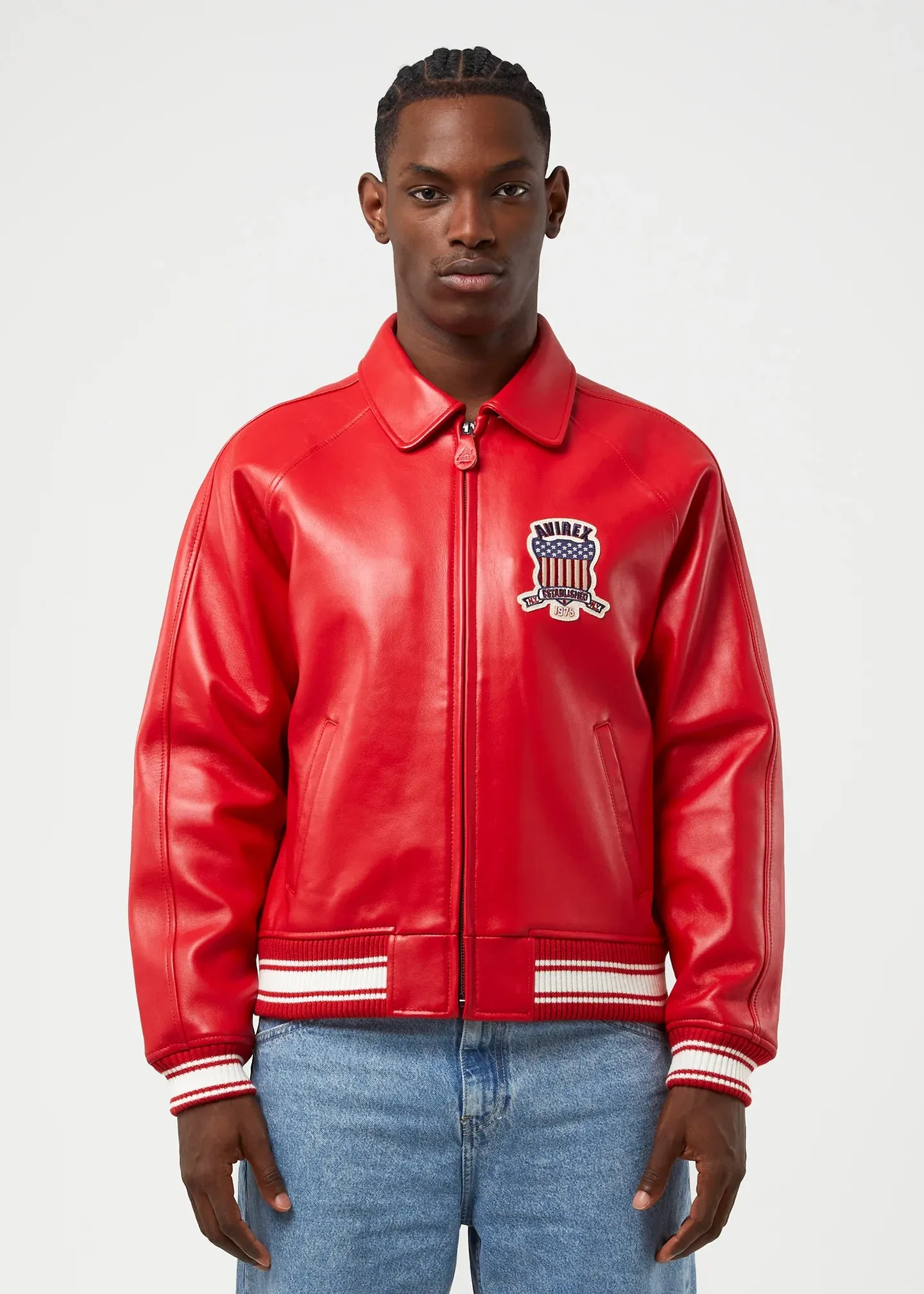 AVIREX ICON LEATHER JACKET - RED