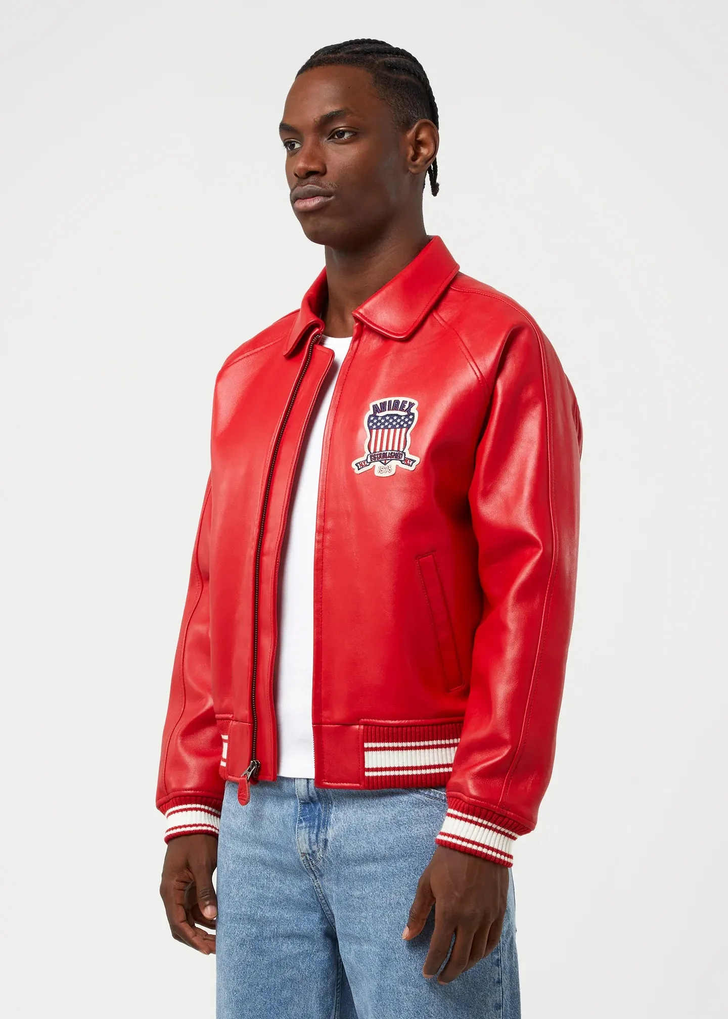 AVIREX ICON LEATHER JACKET - RED