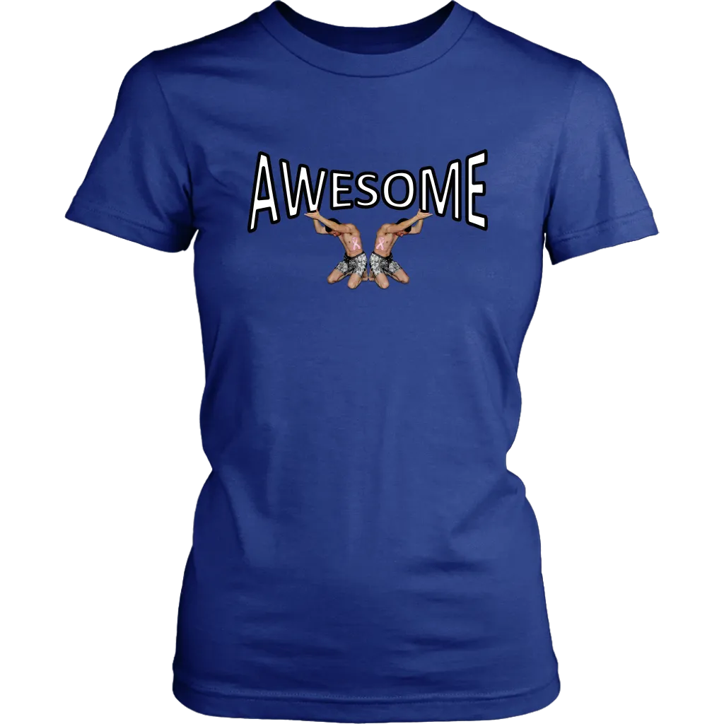 AWESOME Women's T-shirt (Tiny Men Lift Awesome on Your Chest)