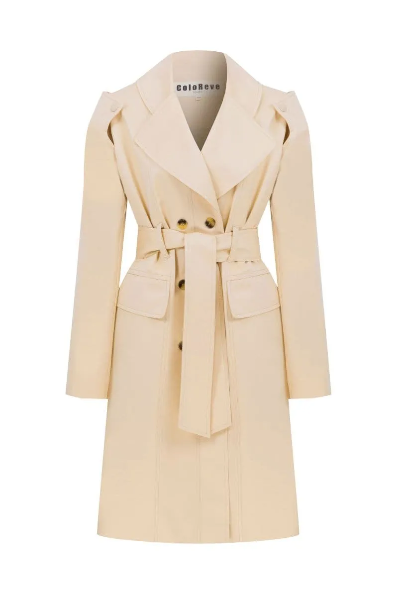 BEIGE FLAT TRENCH COAT