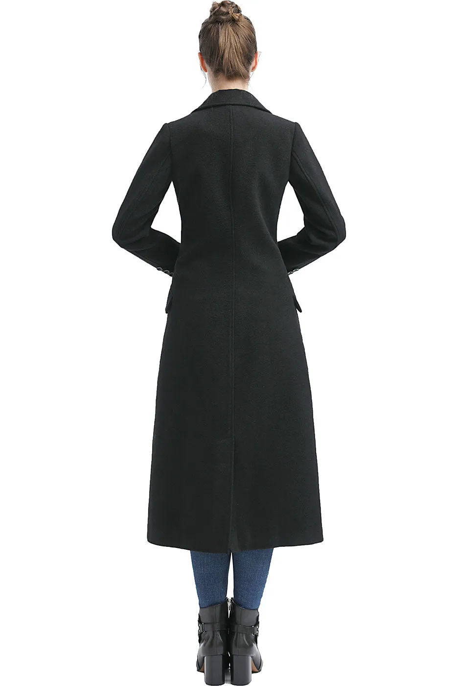 BGSD Women Fay Full Length Long Wool Pea Coat