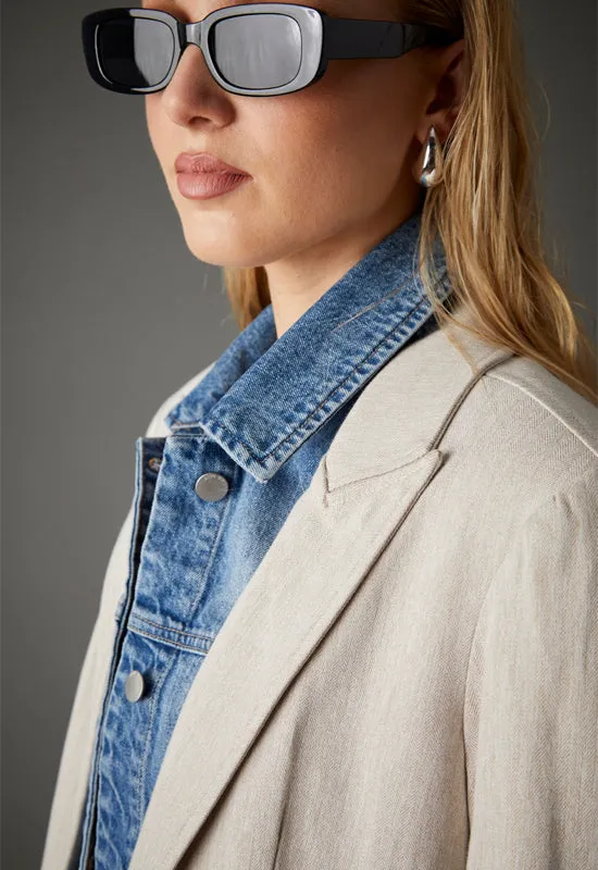 Blue Revival - Helen Blazer Sand Herringbone Med Tel Aviv