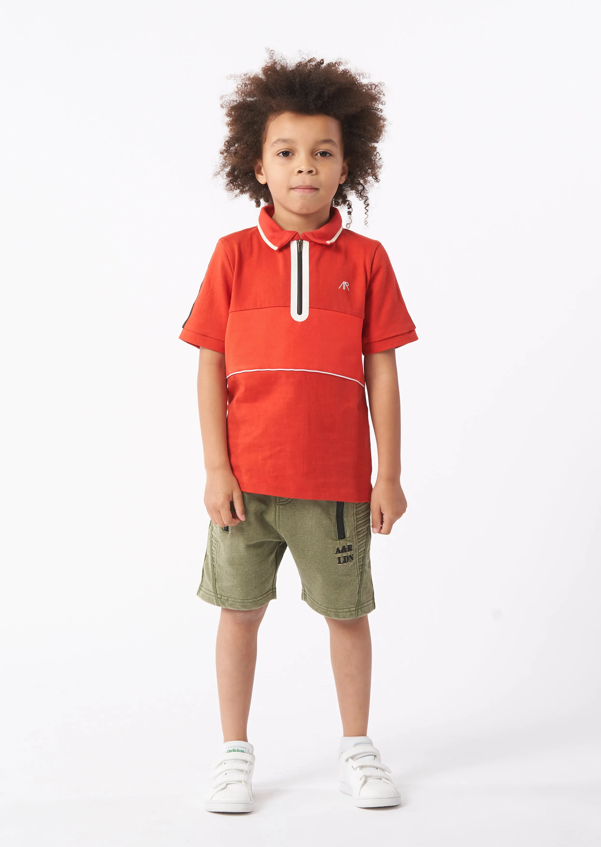 Boys Sporty Polo Collar Red T-Shirt