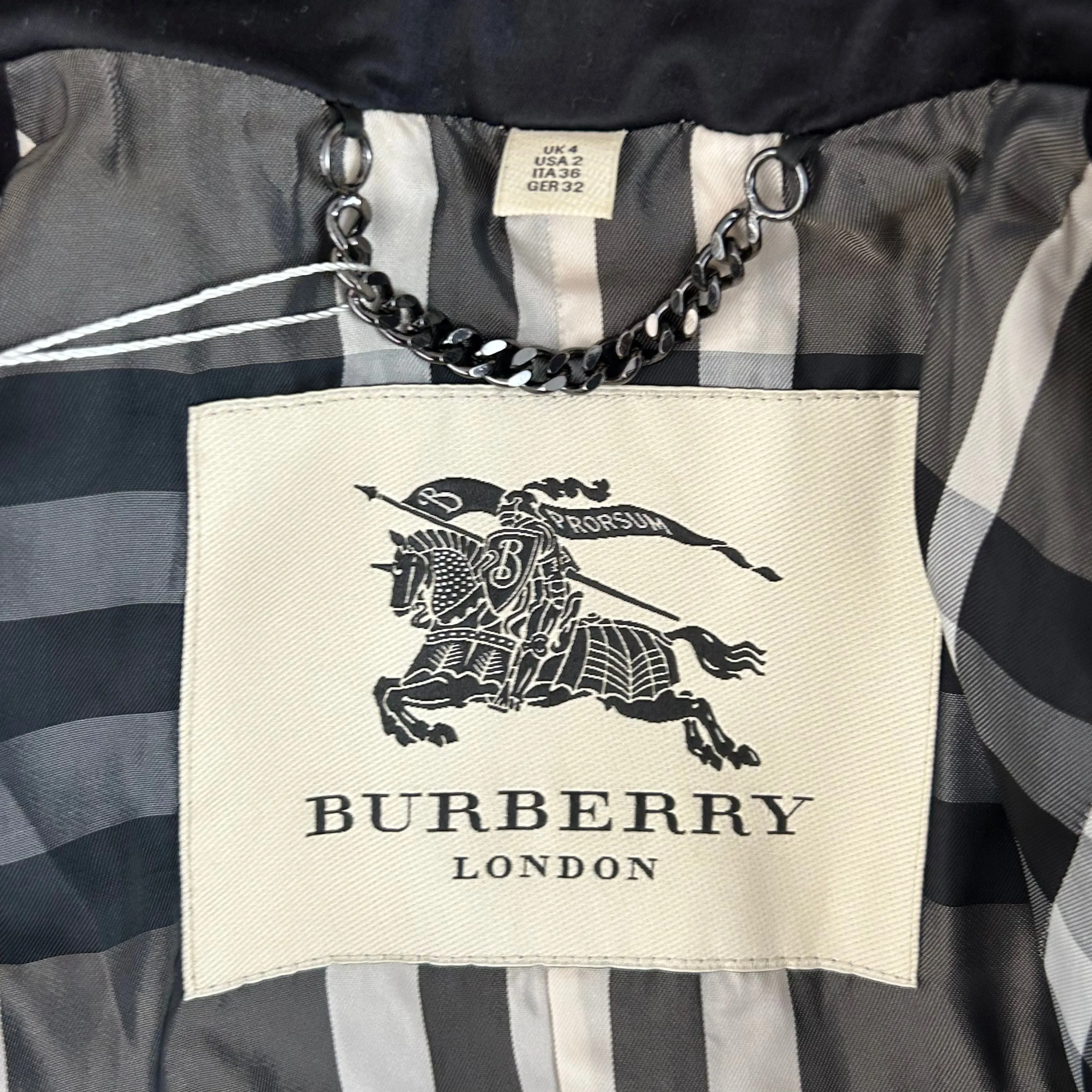 Burberry Brand New 1790 Black Classic Short Kensington Trench Coat XXS