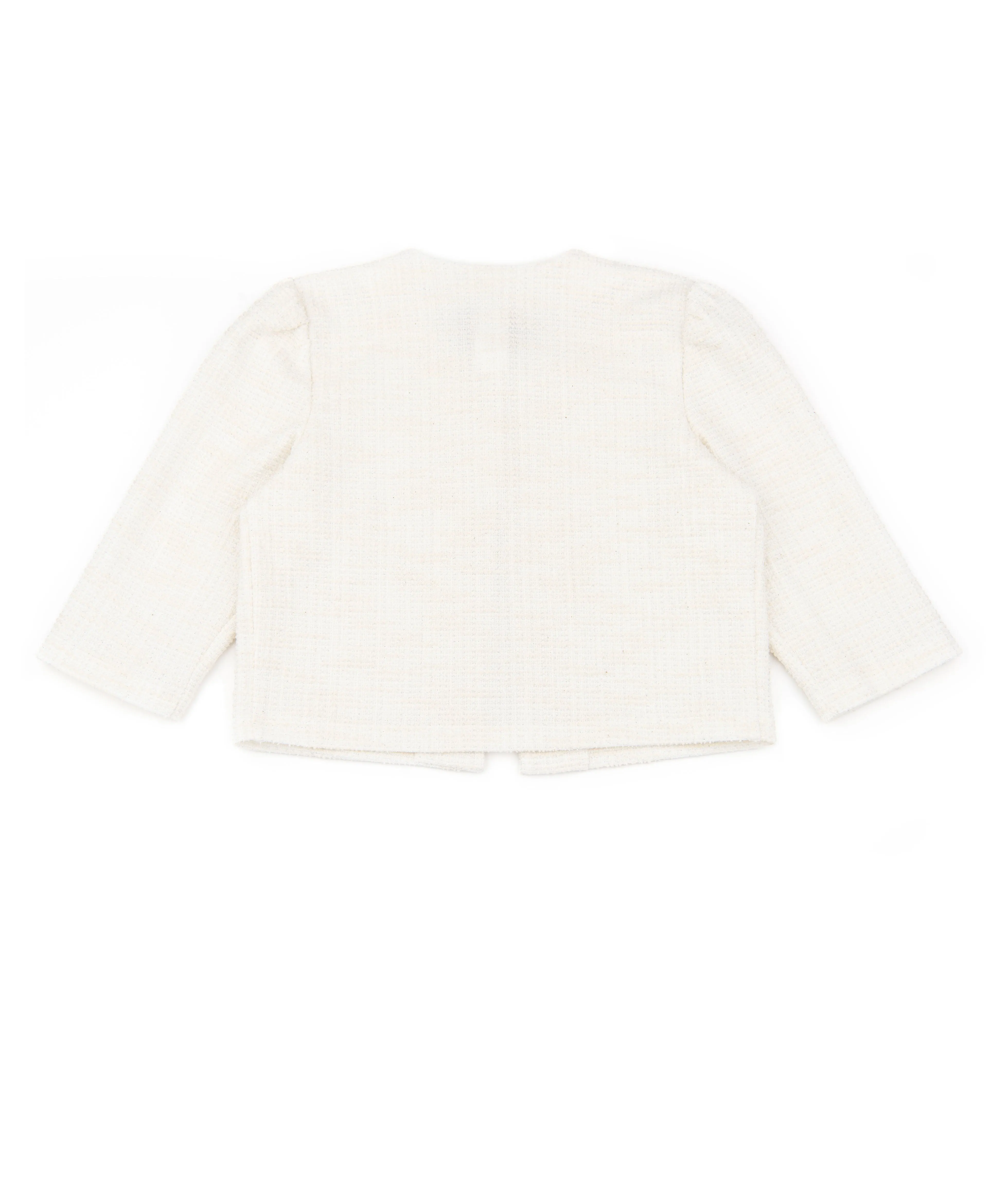 By Debra Girls White Boucle Puff Sleeve Jacket