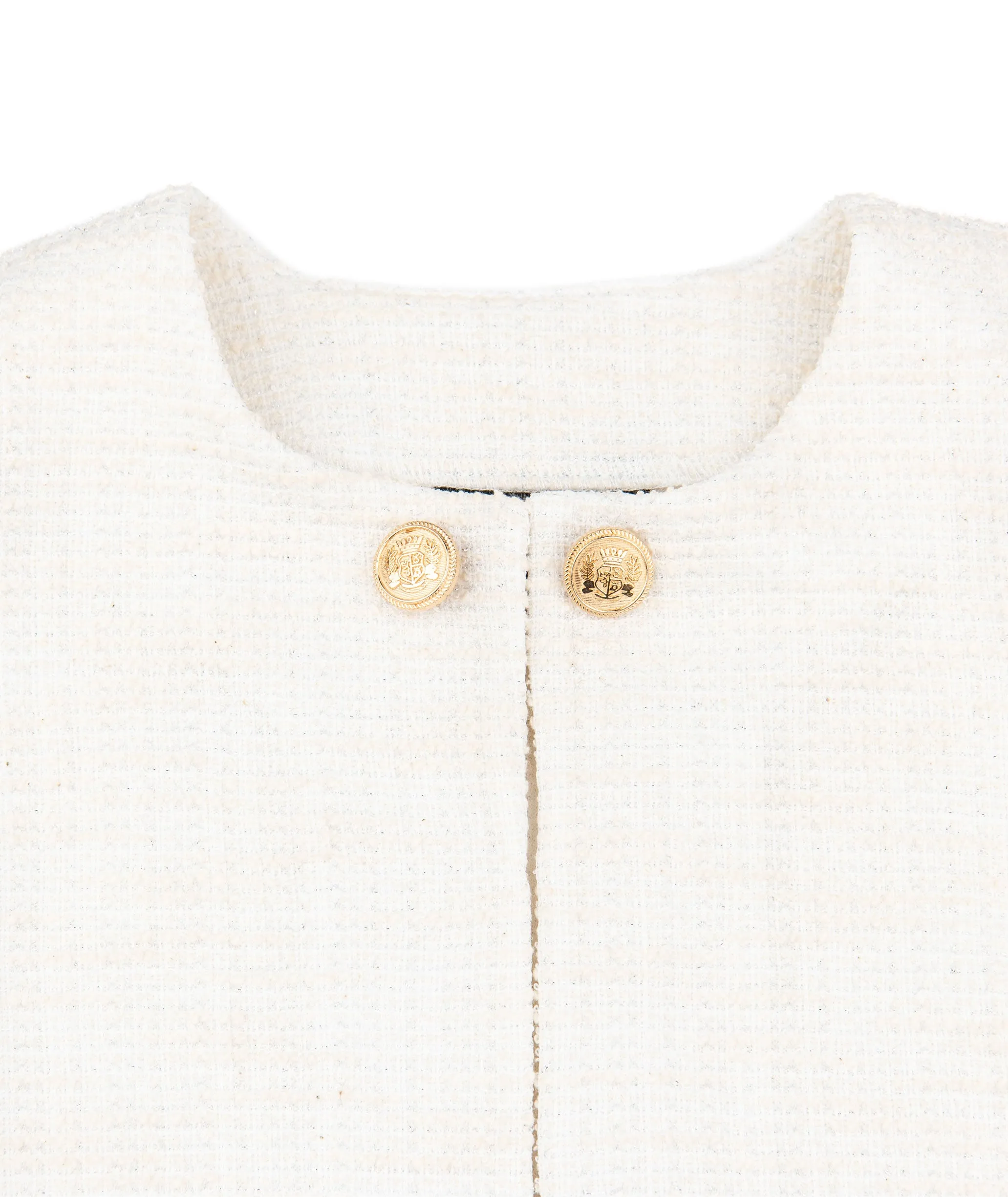 By Debra Girls White Boucle Puff Sleeve Jacket