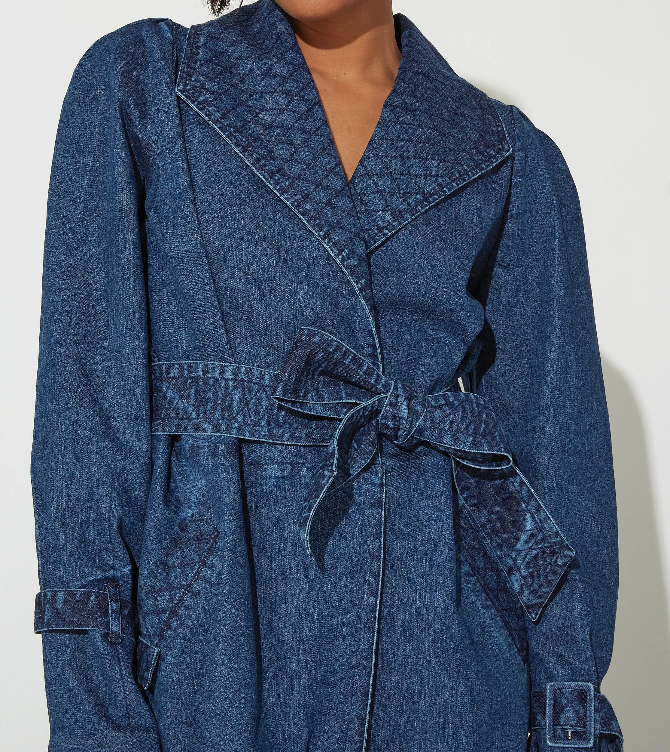 Cara Trench | Medium Wash Indigo