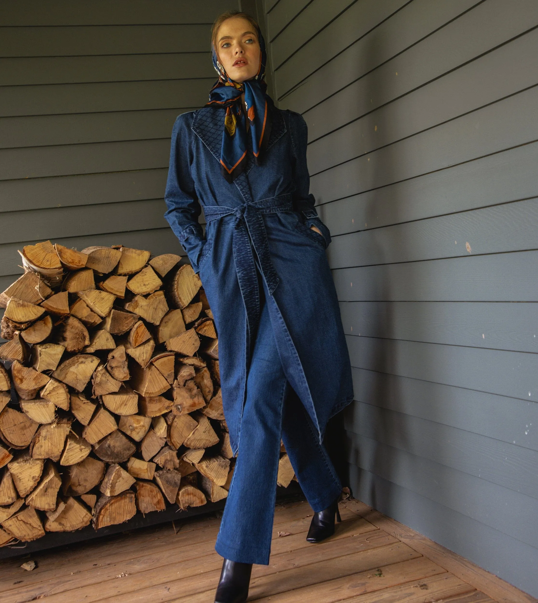 Cara Trench | Medium Wash Indigo