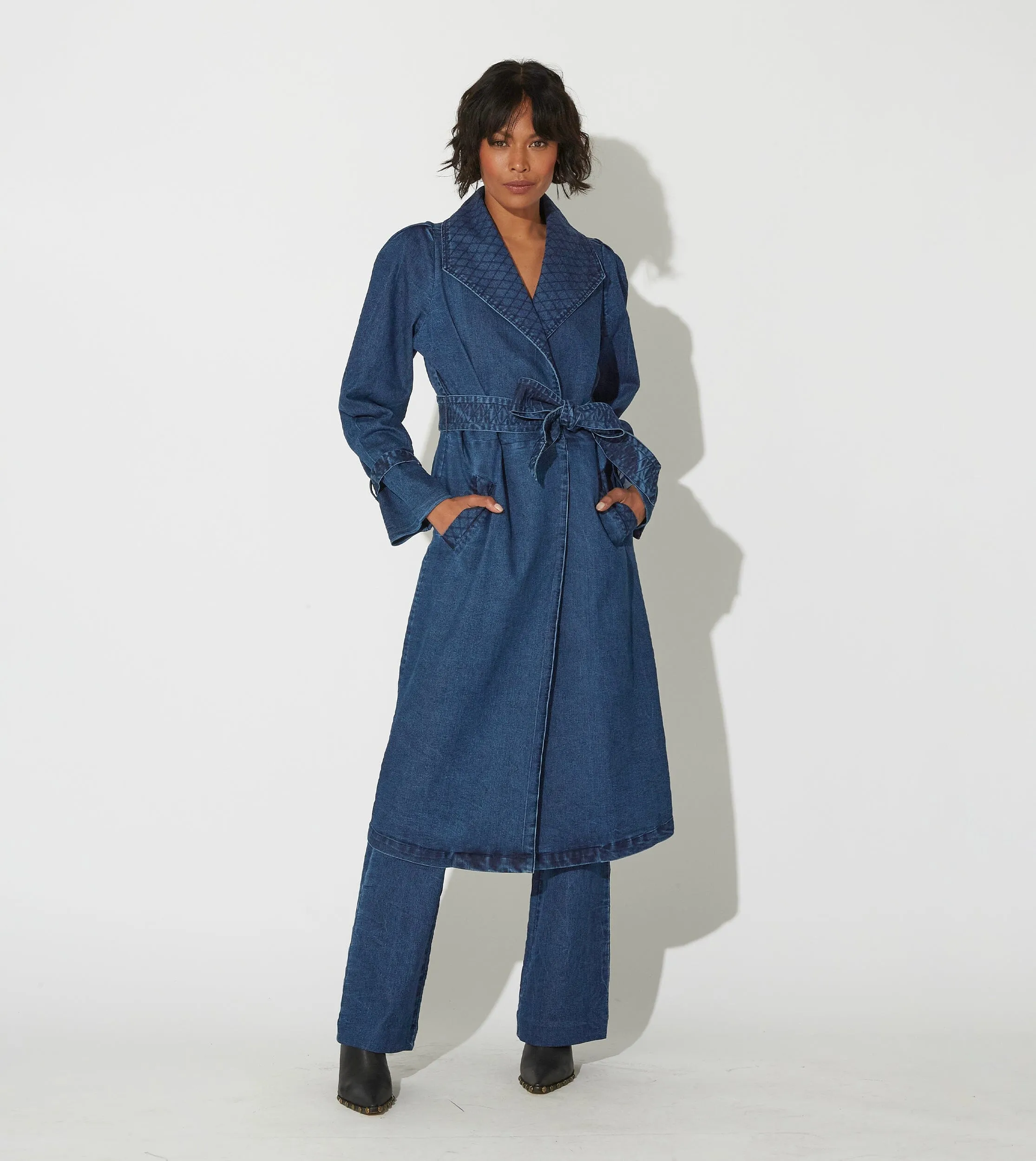 Cara Trench | Medium Wash Indigo