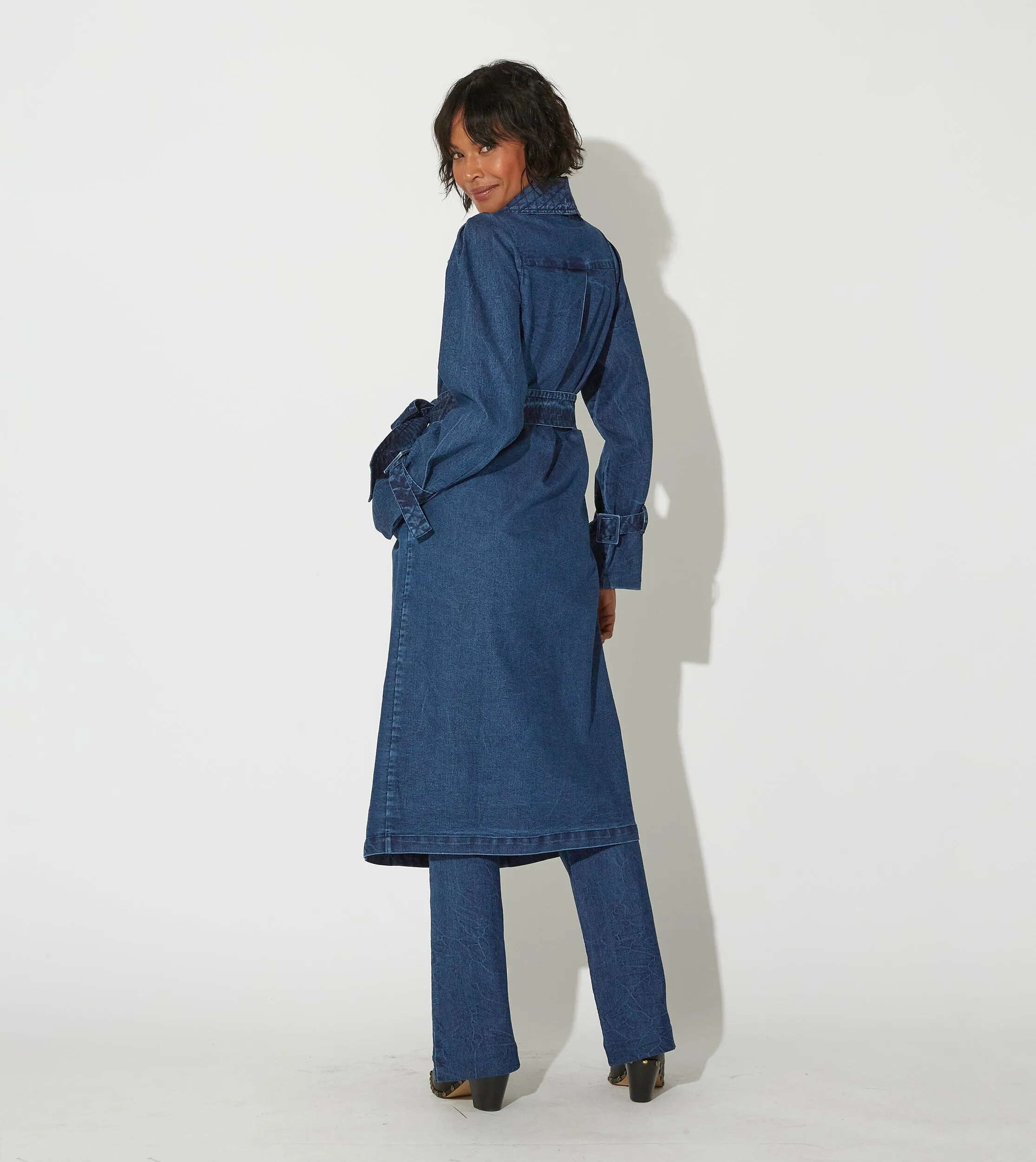 Cara Trench | Medium Wash Indigo