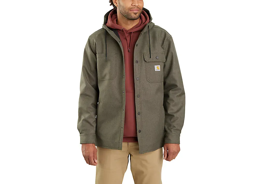 'Carhartt' Men's Rain Defender Heavyweight Hooded Shirt Jac - Moss