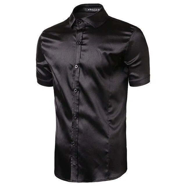 Casual Short Sleeve Silk Shirt For Men