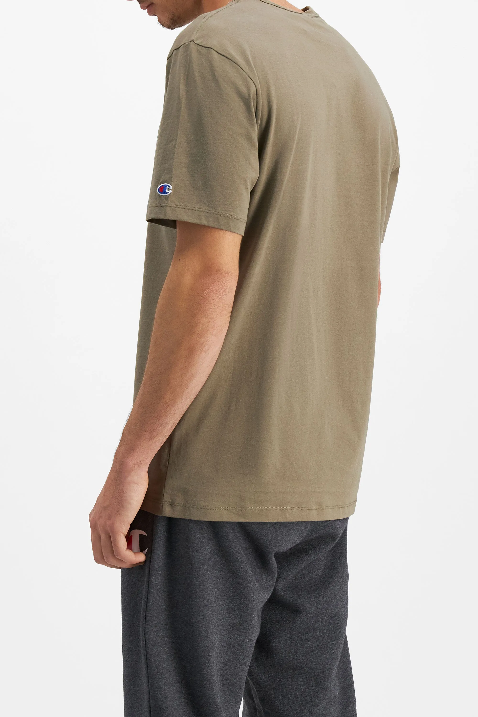 CHAMPION MEN'S SCRIPT SHORT SLEEVE KHAKI TEE