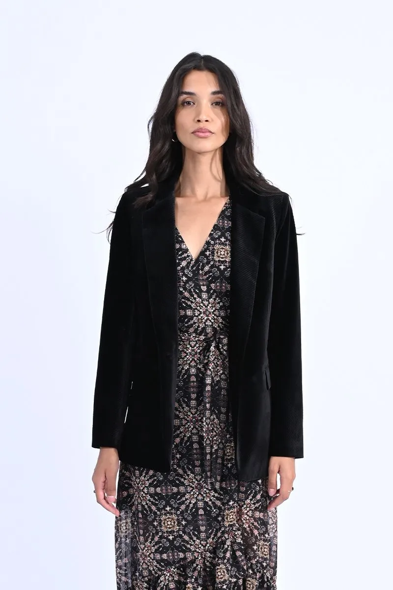 Claire Woven Jacket in Black