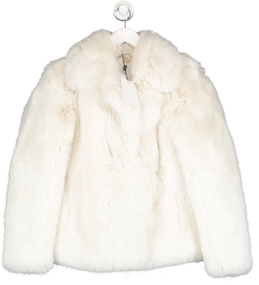 Club L Cream Hot Toddy Short Faux Fur Coat UK S