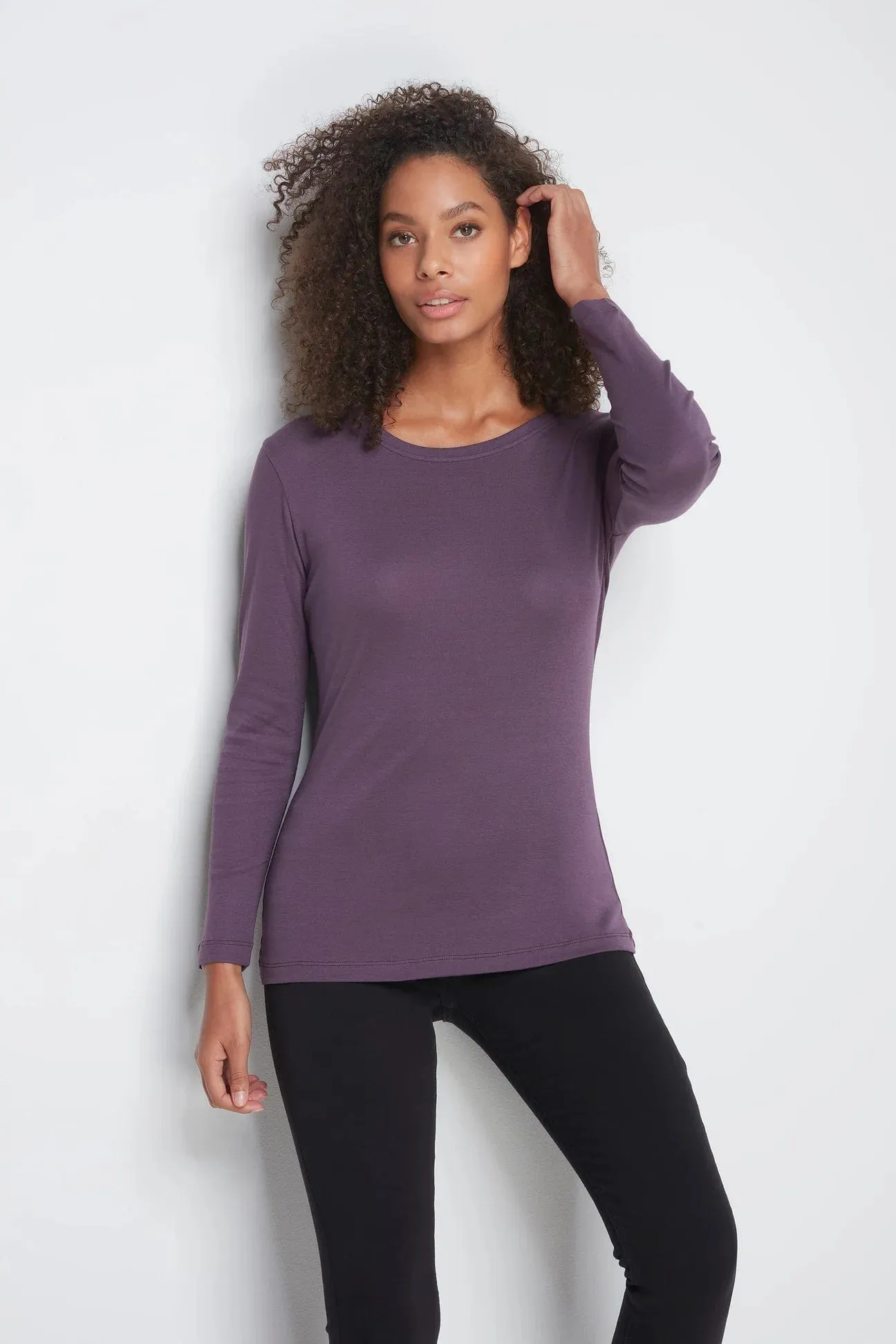 Crew Neck Long Sleeve Cotton TENCEL Modal Blend T-shirt | Multiple Colours