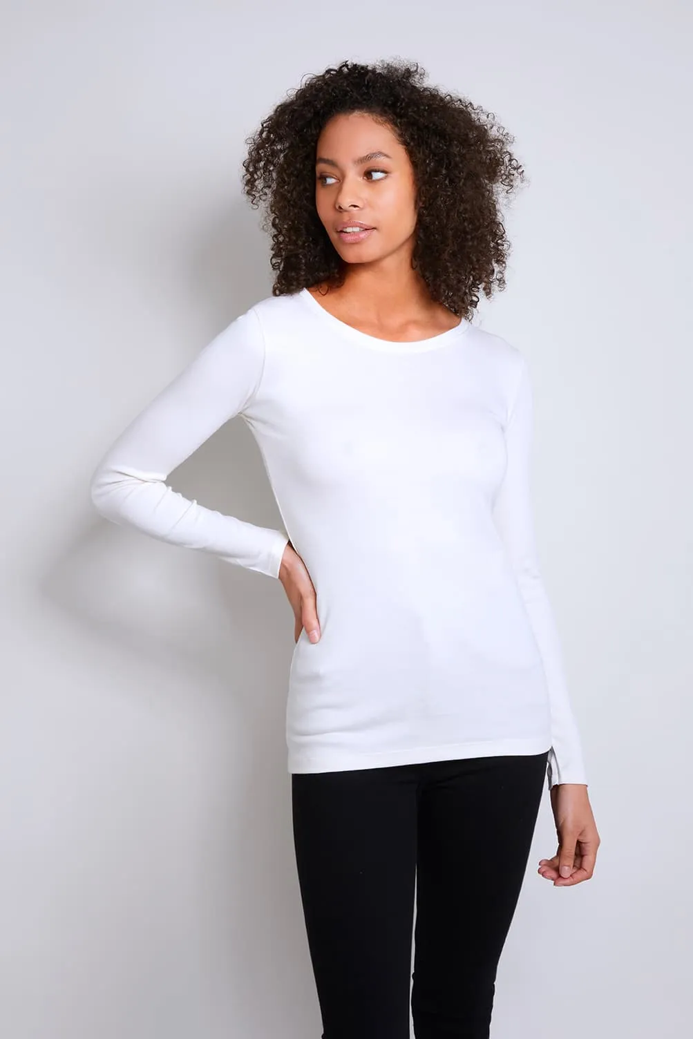 Crew Neck Long Sleeve Cotton TENCEL Modal Blend T-shirt | Multiple Colours