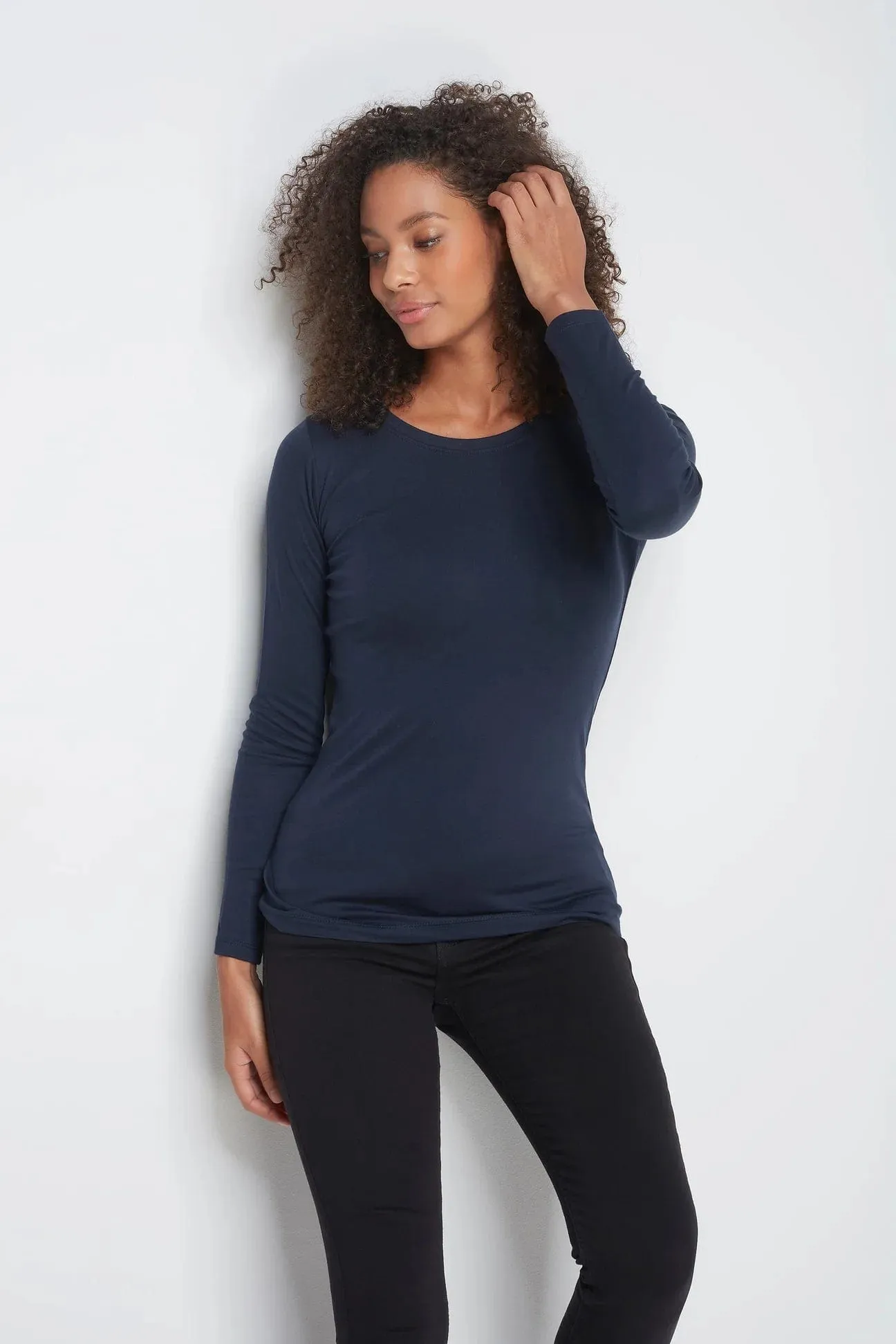 Crew Neck Long Sleeve Cotton TENCEL Modal Blend T-shirt | Multiple Colours