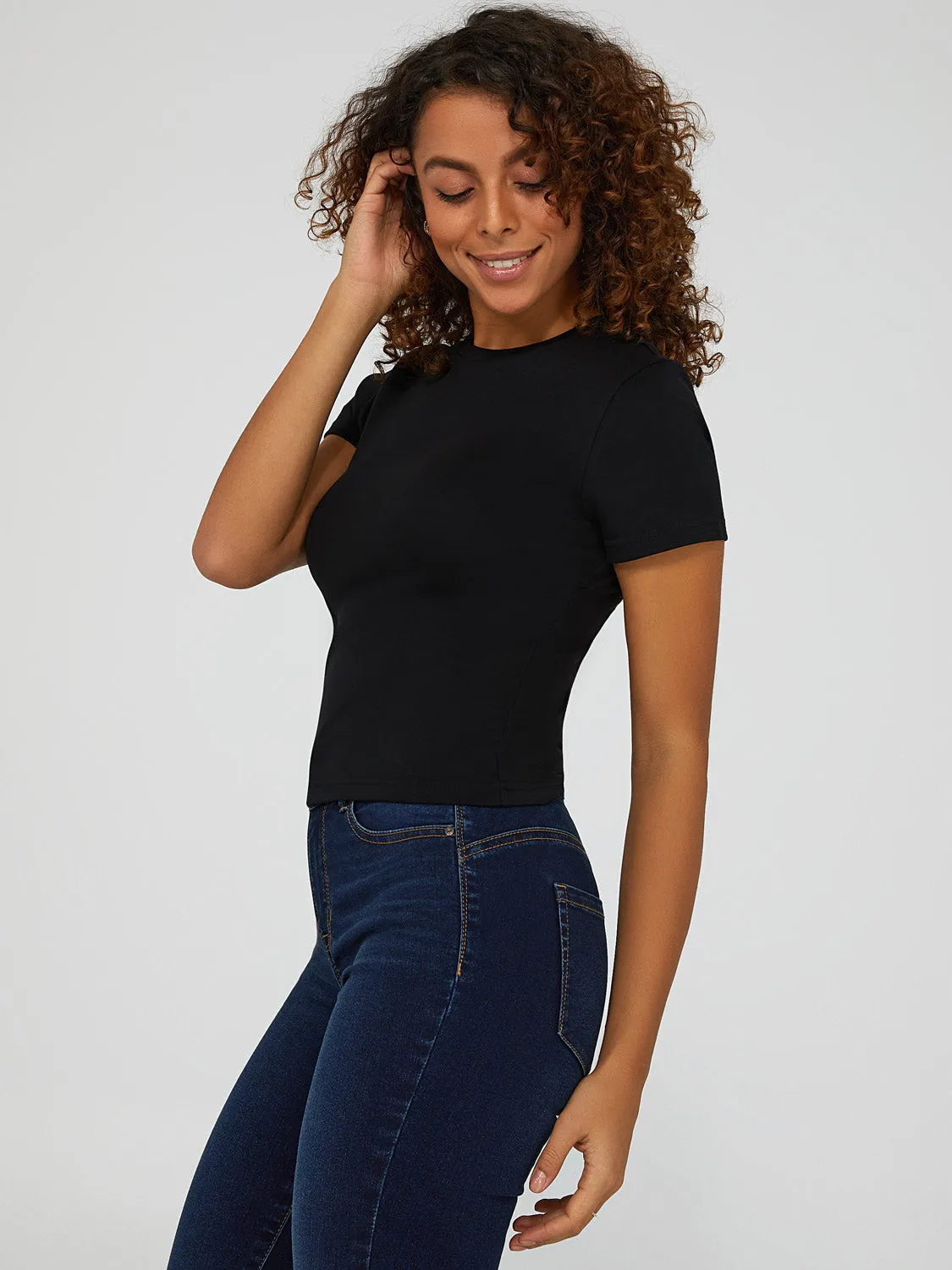 Cropped Crew Neck T-Shirt