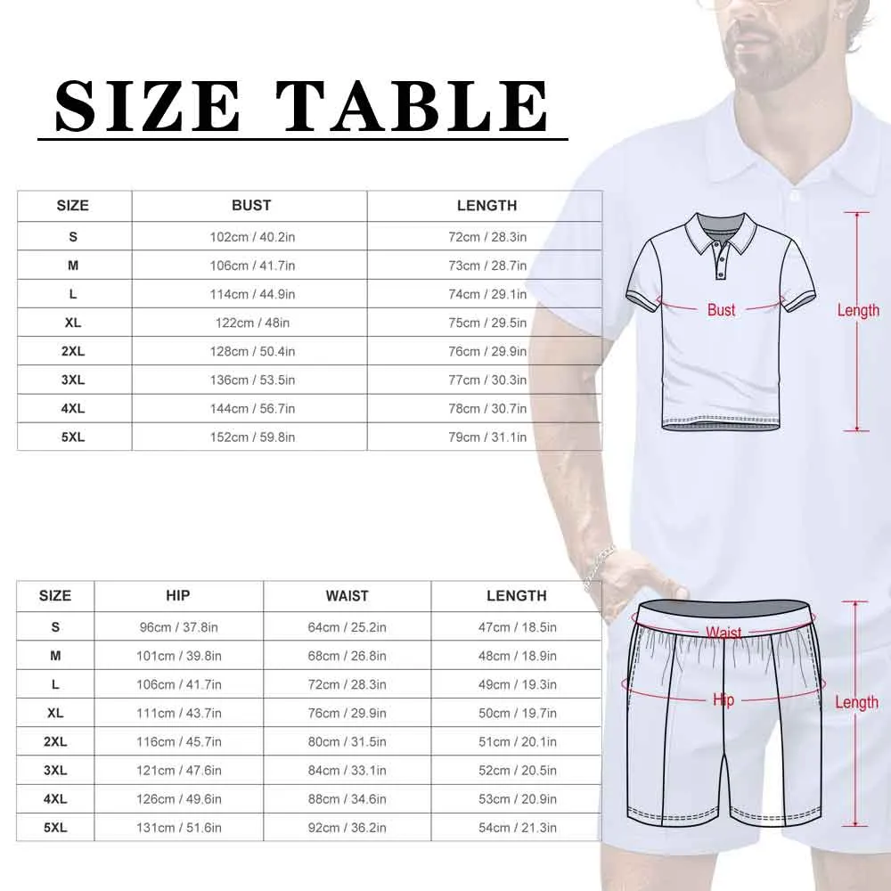 Custom Face&Name Black Men's Polo Shirt and Shorts Set 2 Piece Summer Outfits Fashion Tracksuit Set