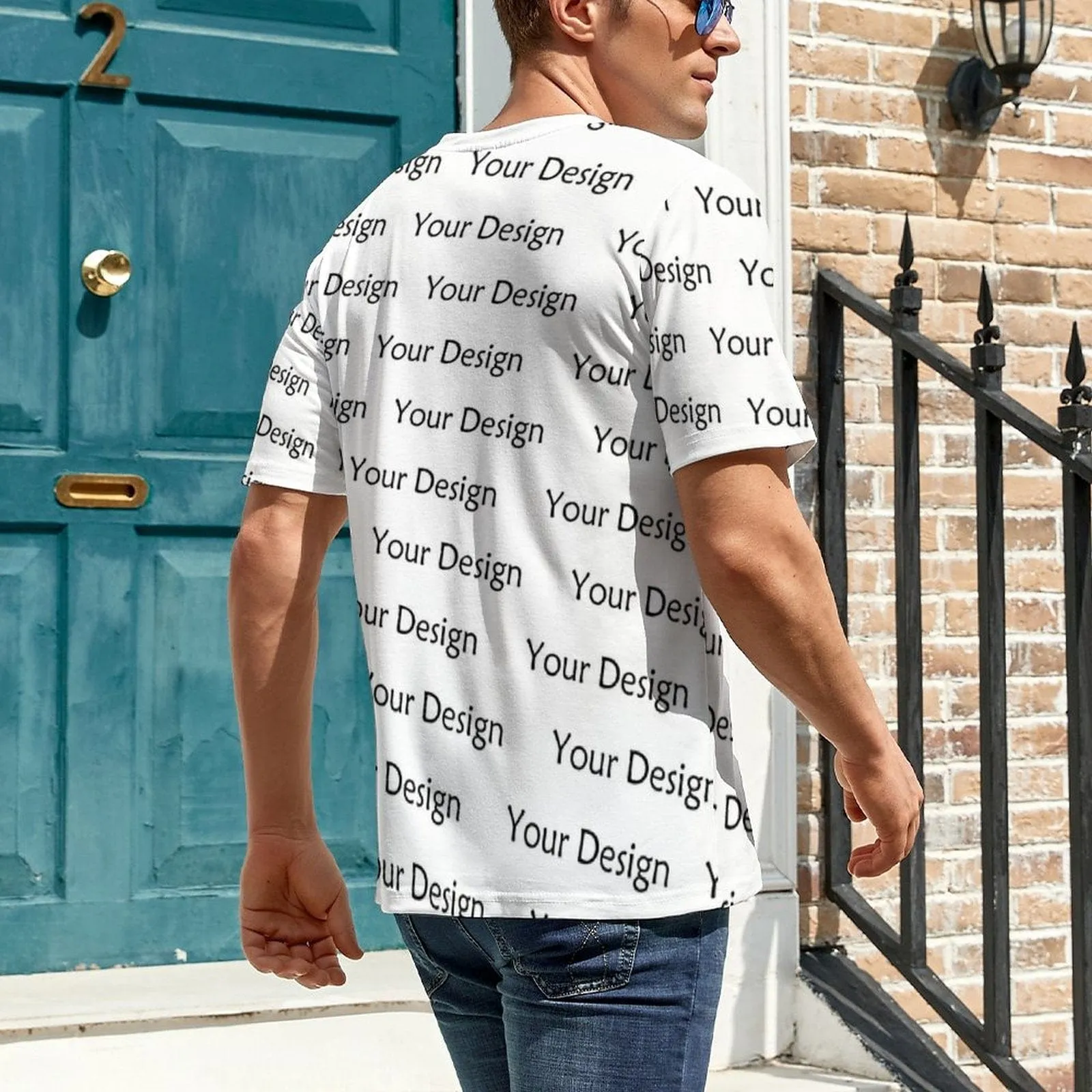 Custom Logo Your Design White Men's Classic T-shirt Personalized Men's Round Neck T-shirt