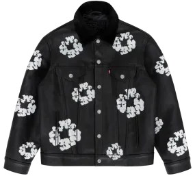 DENIM TEARS X LEVI'S LEATHER COTTON WREATH TYPE-3 JACKET BLACK DENIM