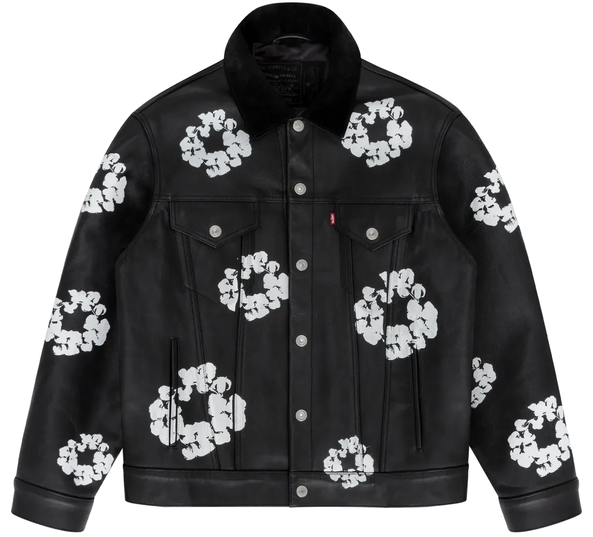 DENIM TEARS X LEVI'S LEATHER COTTON WREATH TYPE-3 JACKET BLACK DENIM