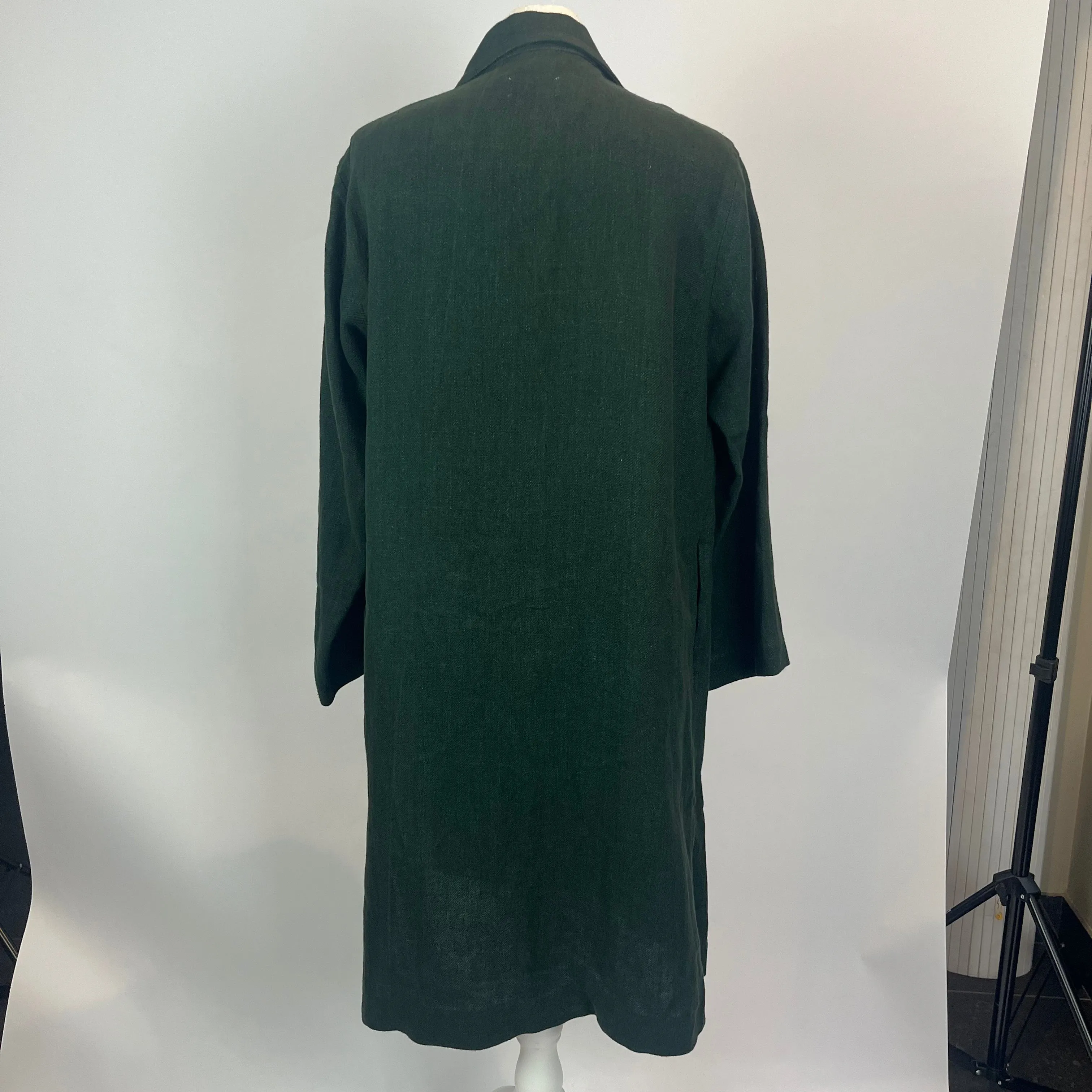 Diega Brand New Forest Green Linen Unlined Coat XS/S/M