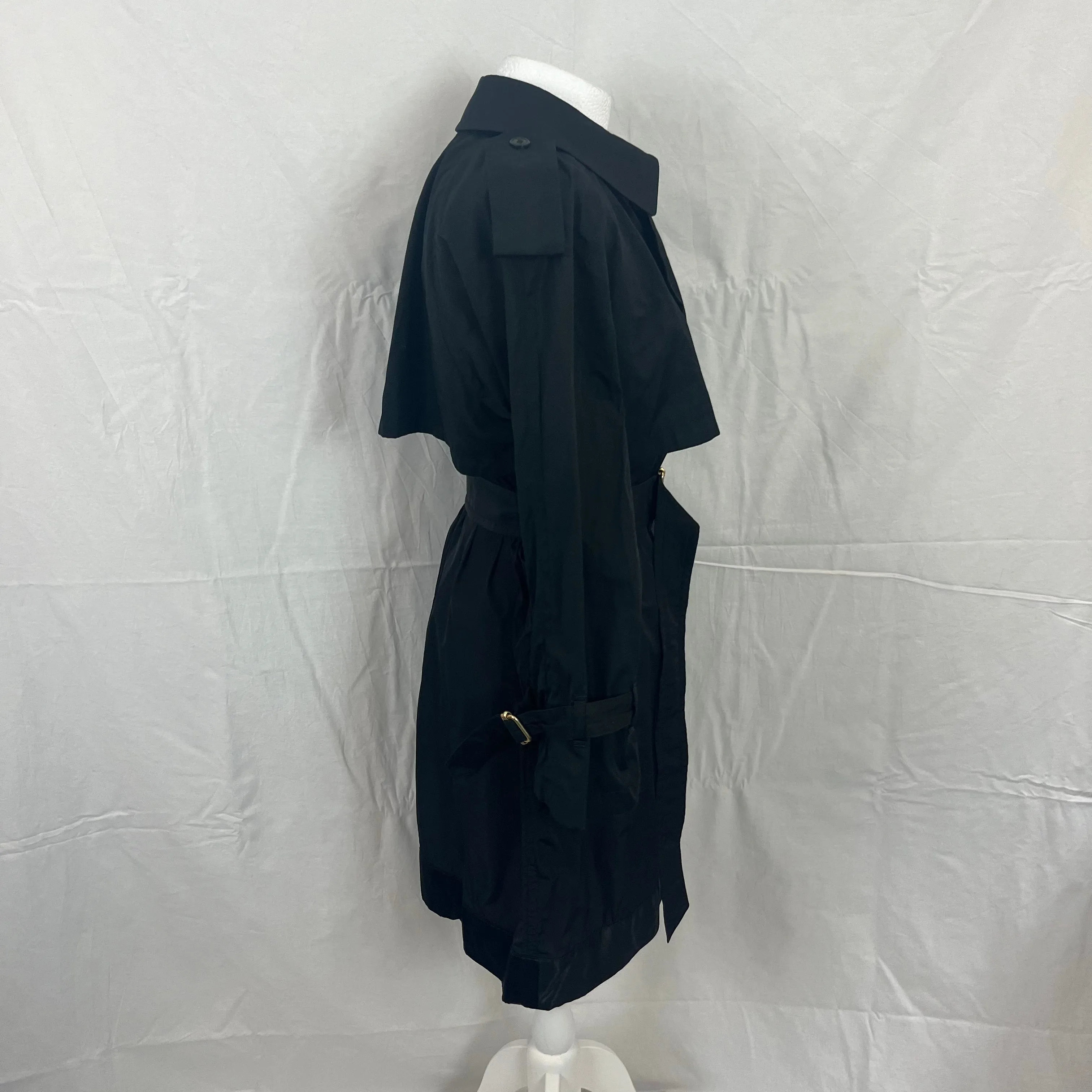 Dries Van Noten Black Coated Cotton & Satin Belted Trench Coat S