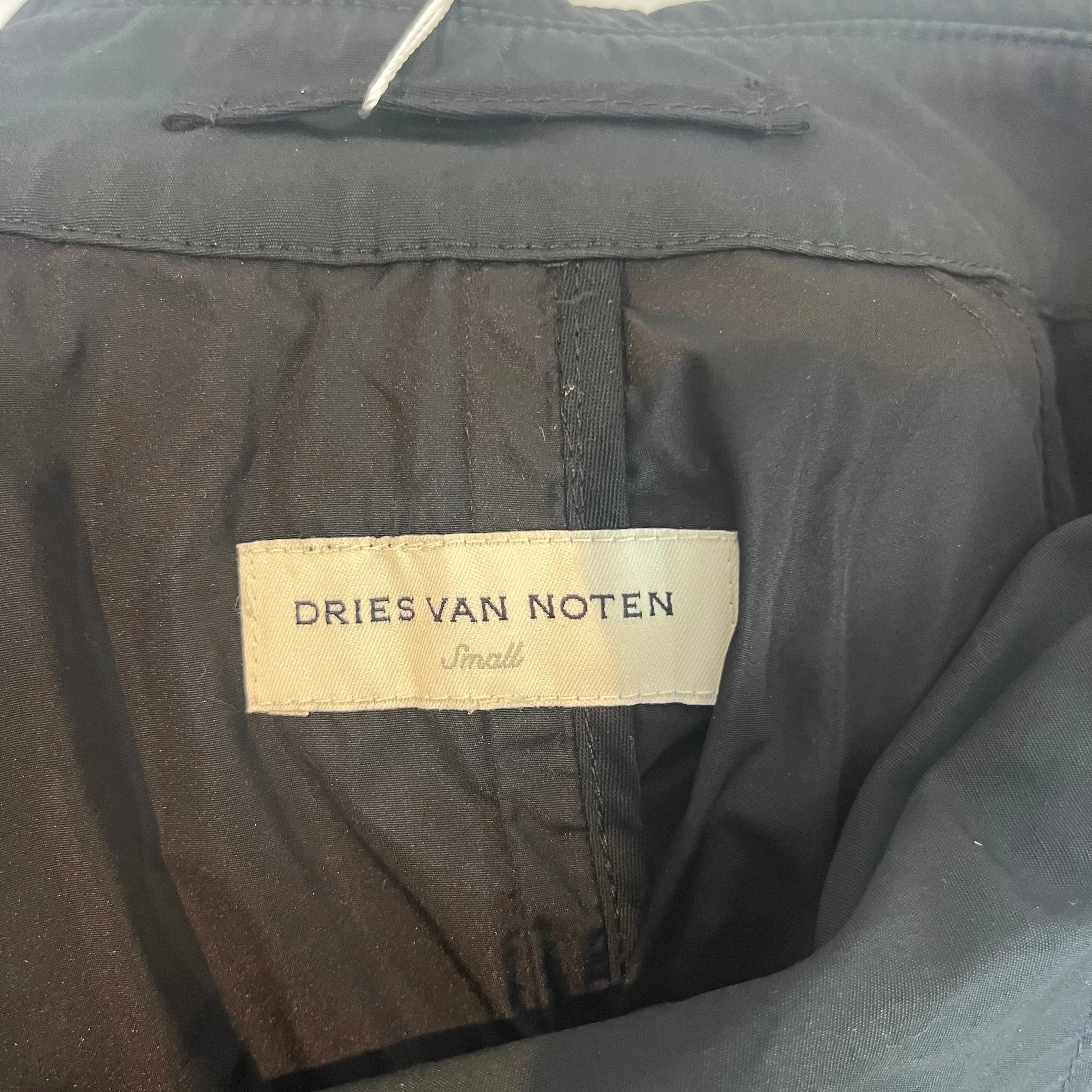 Dries Van Noten Black Coated Cotton & Satin Belted Trench Coat S