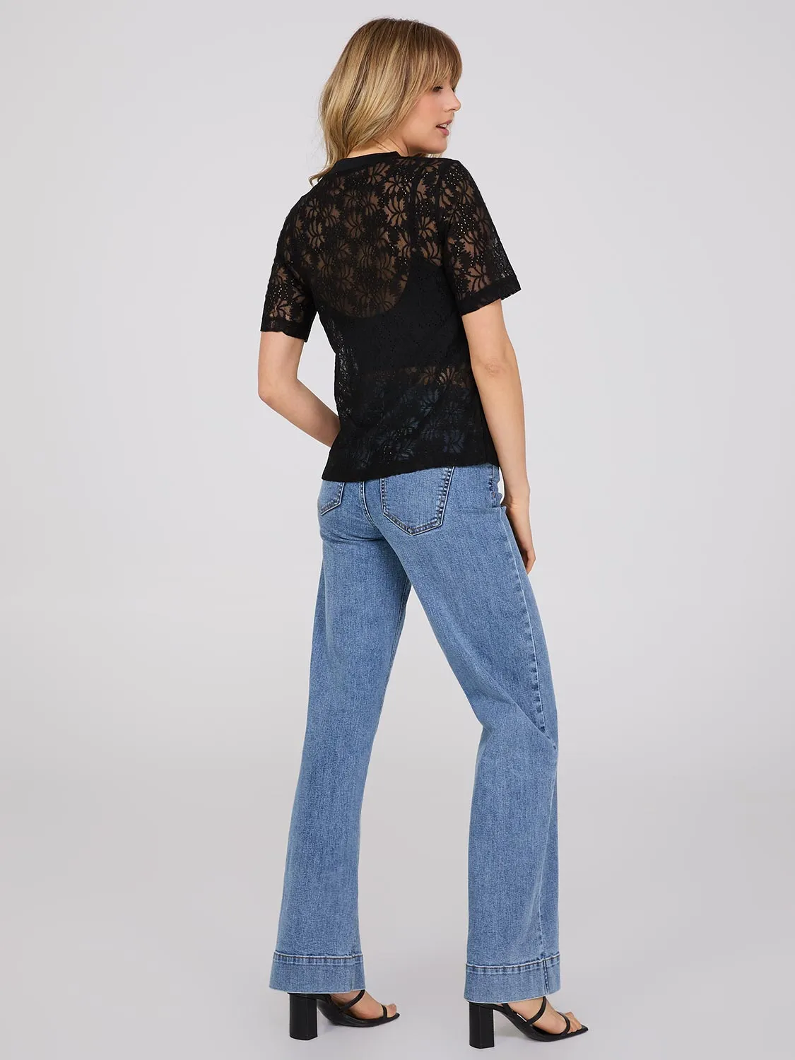 Drop Shoulder Lace T-Shirt